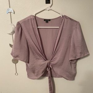 Light purple silk wrap top